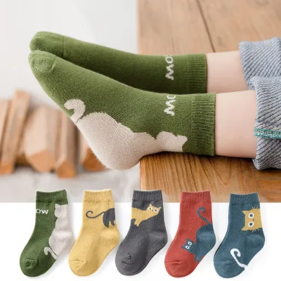 5 paires de chaussettes mi-tube motif chat – image 2