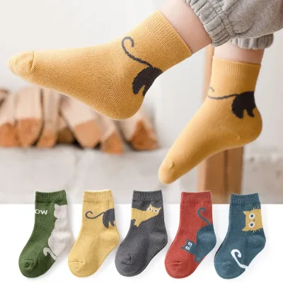 5 paires de chaussettes mi-tube motif chat – image 3