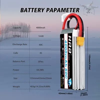 Batterie LiPo 4S 14,8 V 4000 mAh XT60 – image 2
