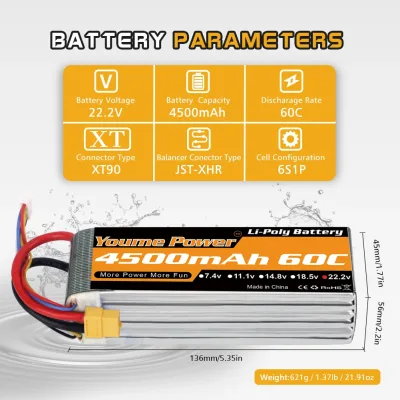 Batterie LiPo 6S 22,2 V 4500 mAh – image 2