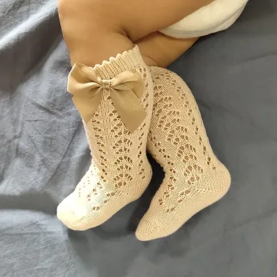 Chaussettes bébé fille coton à nœud