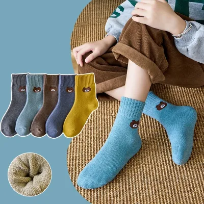 Chaussettes en peluche enfant, lot de 5 – image 2