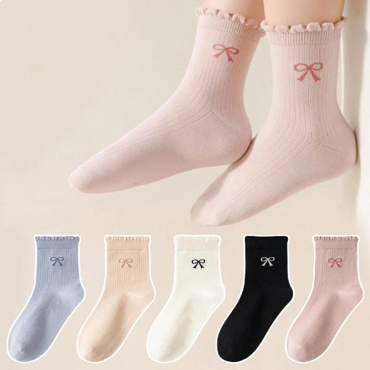 Chaussettes mi-mollet à nœuds pour filles