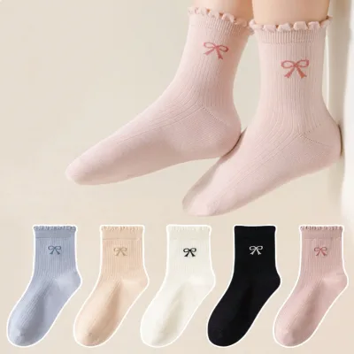 Chaussettes mi-mollet à nœuds pour filles