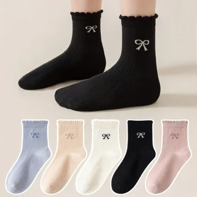 Chaussettes mi-mollet à nœuds pour filles – image 2