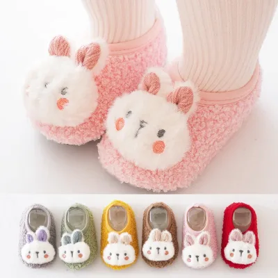 Chaussons en peluche motif lapin pour bébé