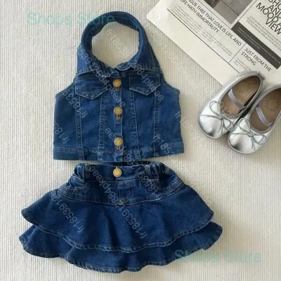 Ensemble fille 2 pièces en jean, été – image 2