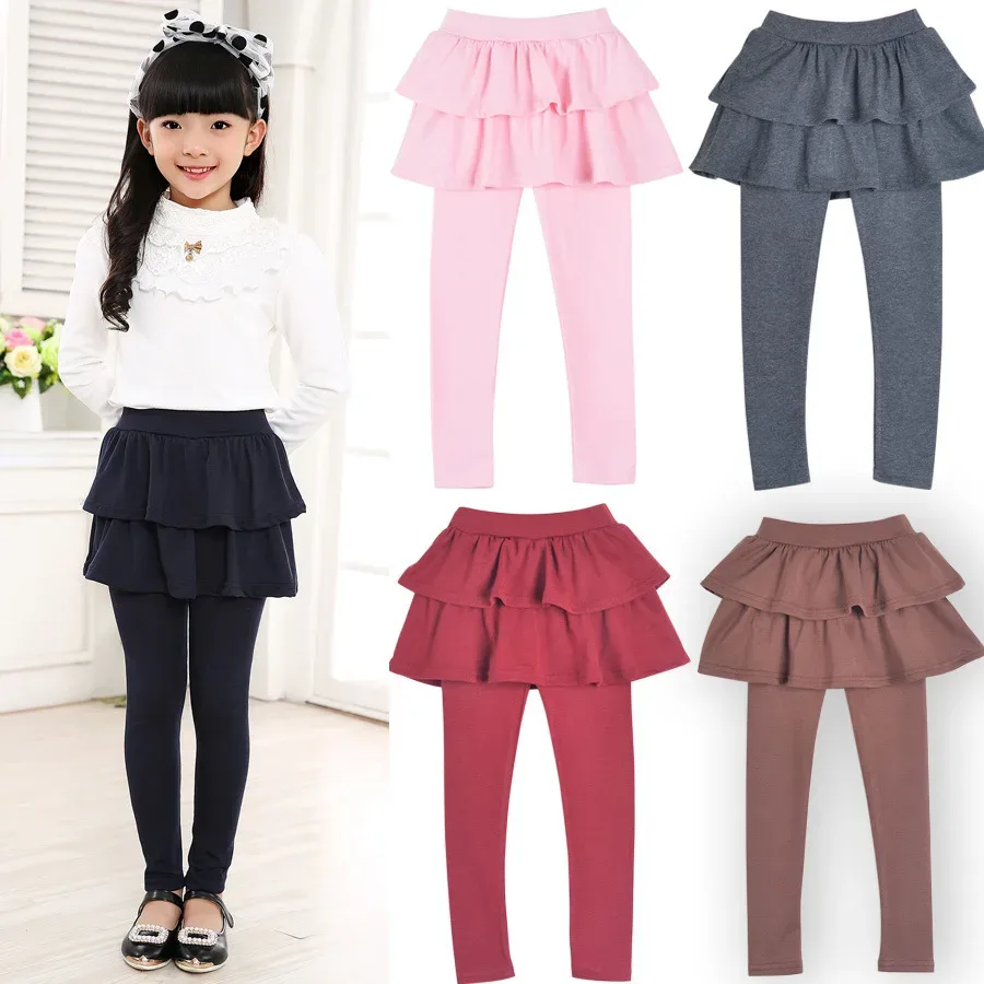 Legging fille uni, faux pantalon-jupe