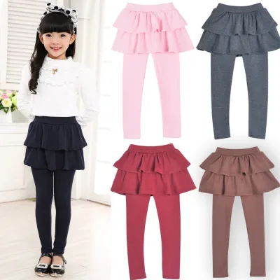 Legging fille uni, faux pantalon-jupe
