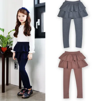 Legging fille uni, faux pantalon-jupe – image 2