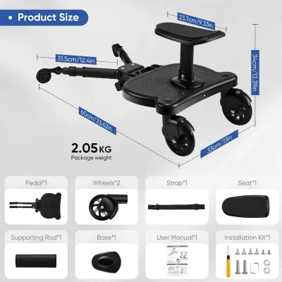 Plateforme à roues pour poussette, 2-en-1 – image 2