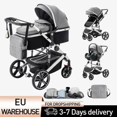 Poussette 3 en 1 pliable en aluminium