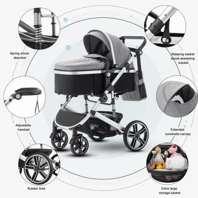 Poussette 3 en 1 pliable en aluminium – image 2