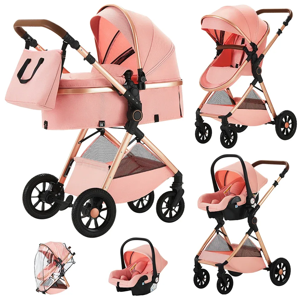 Poussette 3 en 1 pliable réversible