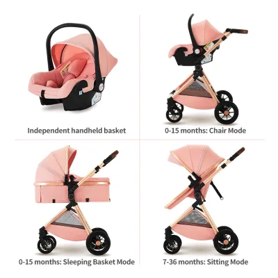 Poussette 3 en 1 pliable réversible – image 2