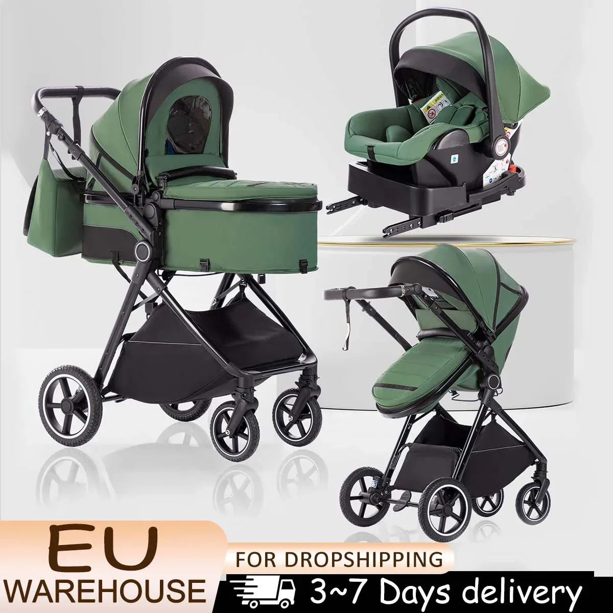 Poussette bébé 3 en 1 pliable de voyage