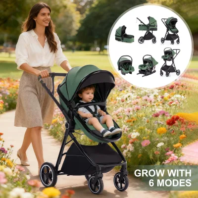 Poussette bébé 3 en 1 pliable de voyage – image 2