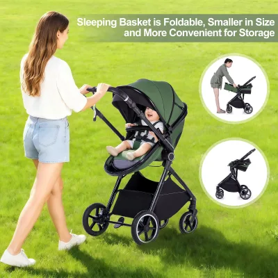 Poussette bébé 3 en 1 pliable de voyage – image 3