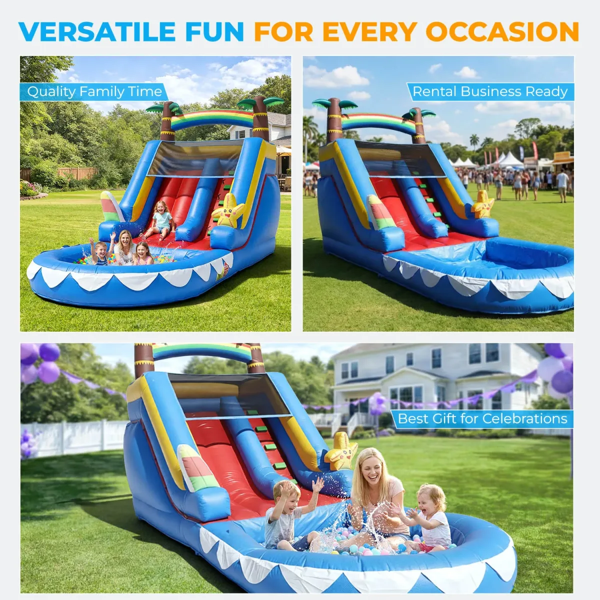 Toboggan aquatique gonflable en PVC, 6,4 m